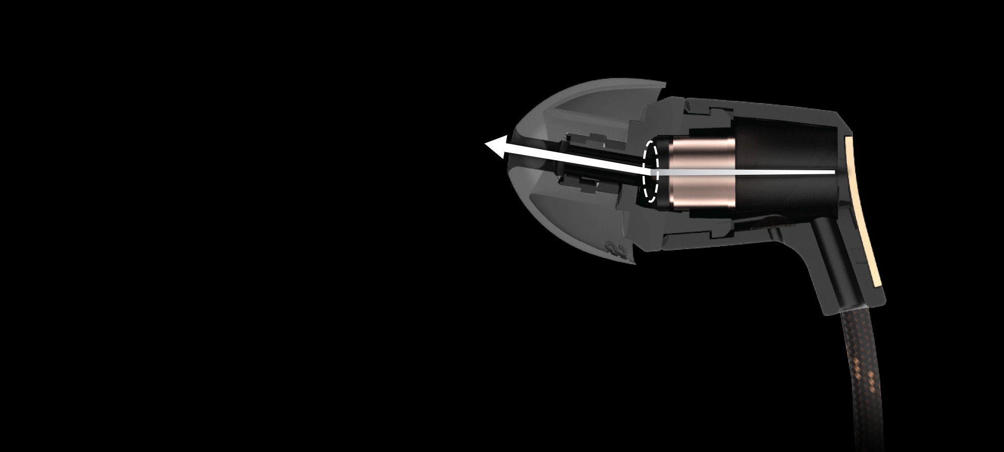 Diagram of the comfortable approach angle of Klipsch earphones
